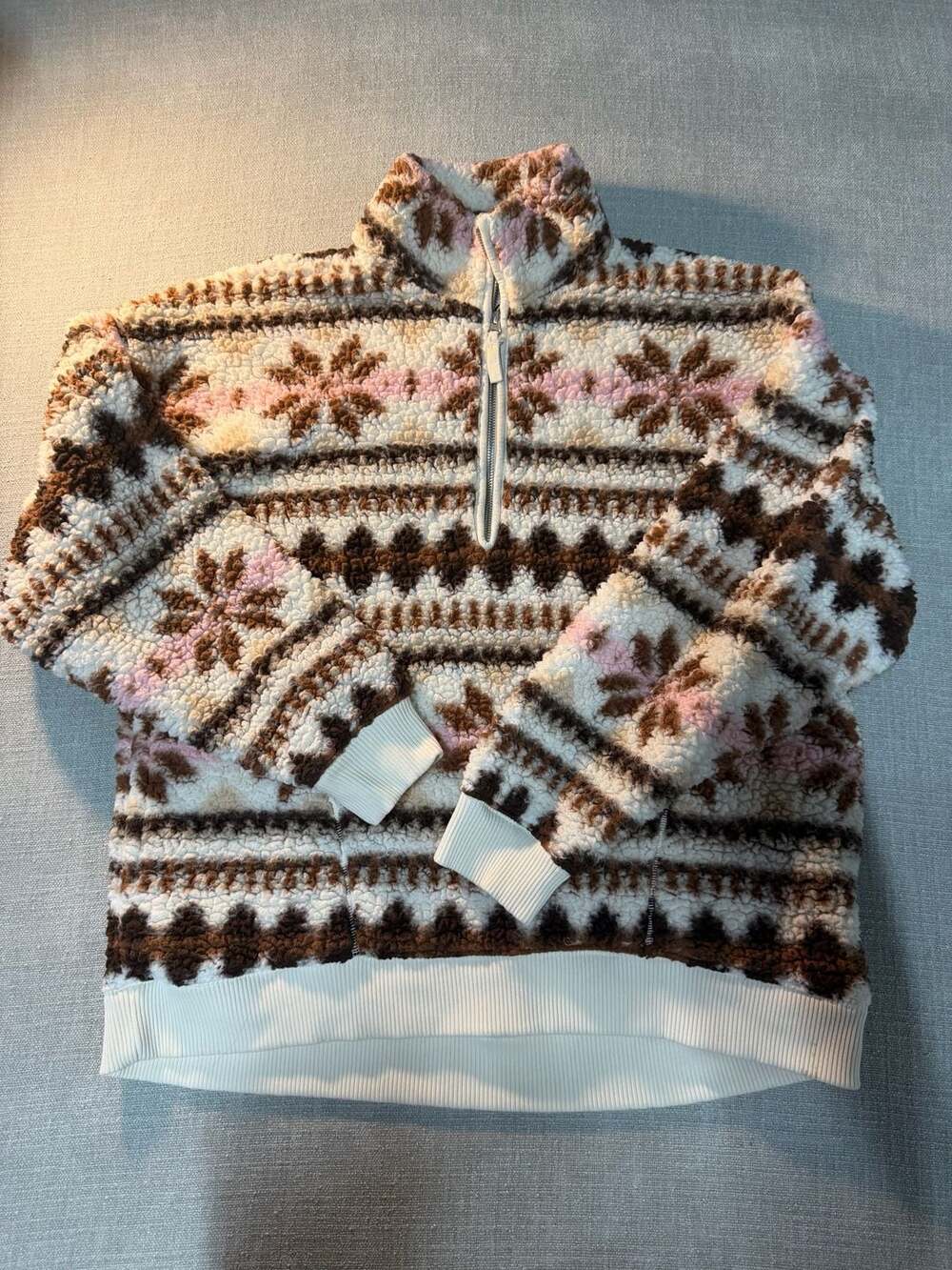 Aerie Hometown Holiday Quarter-Zip Sherpa Sweatshirt